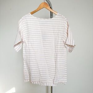 NWT Hinson Wu Flax and White Striped Fiona Linen Blouse Top Sz XS